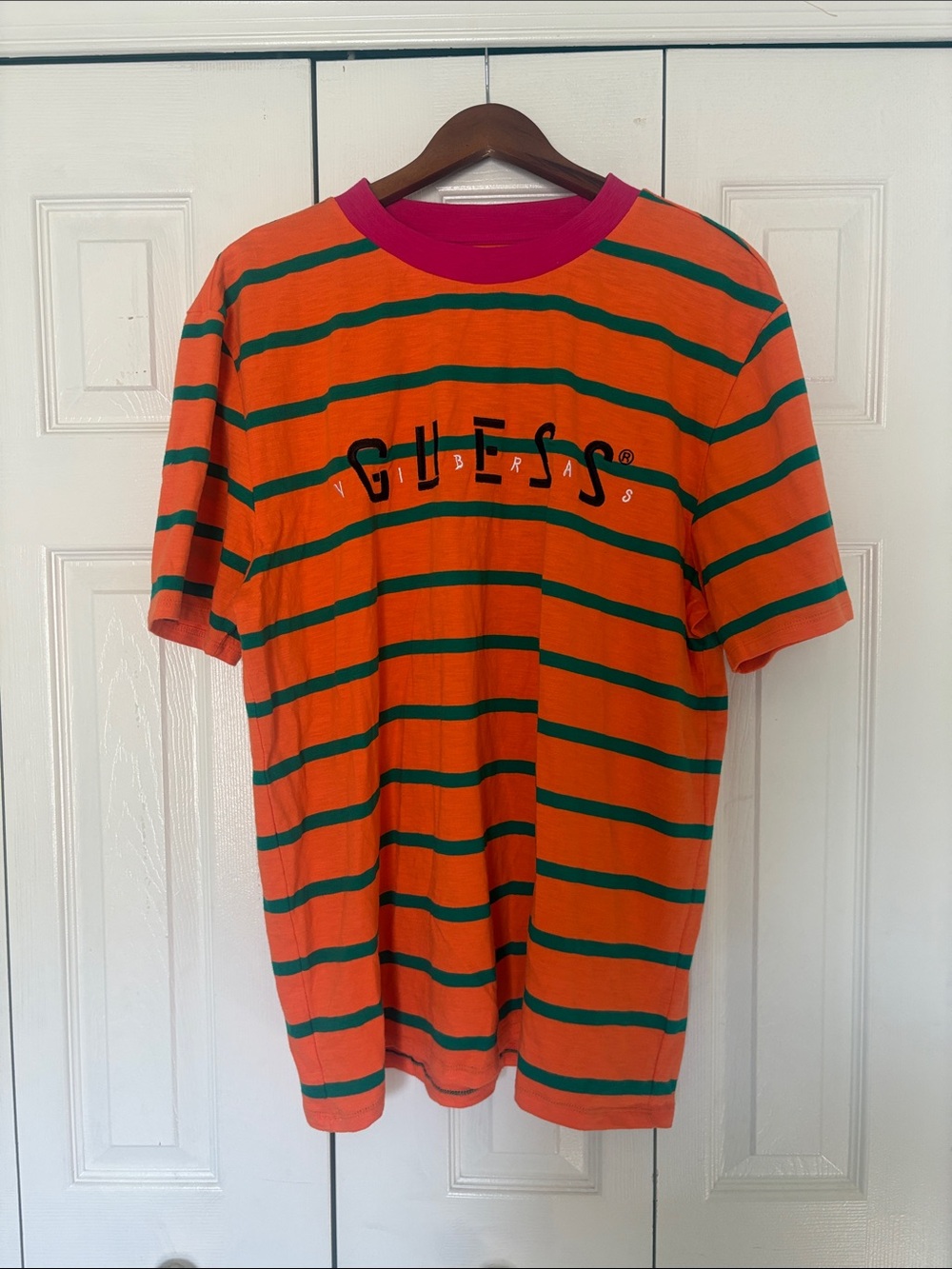 Guess x J Balvin Orange Tee with Stripes